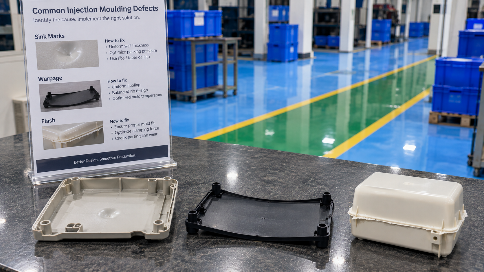 Quality control engineer laser scanning injection molded plastic part for warpage and sink marks