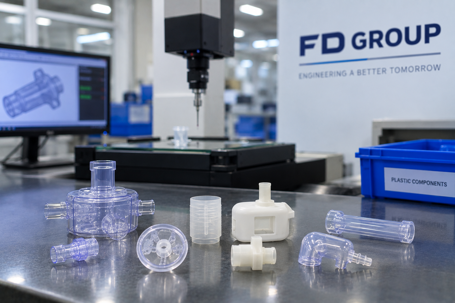 Precision injection molded plastic components handled in a controlled assembly environment